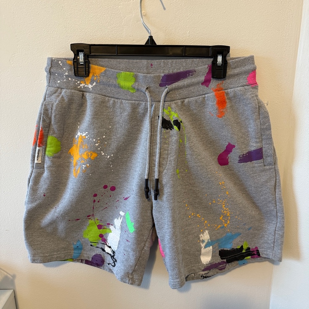 Editorialist Grey Eleven Paris paint splatter sweat shorts
-size medium